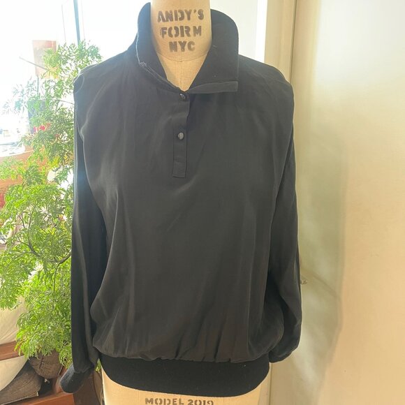 Vintage LISA & SCOTT Black Silk Blouse Size Medium - Picture 1 of 6